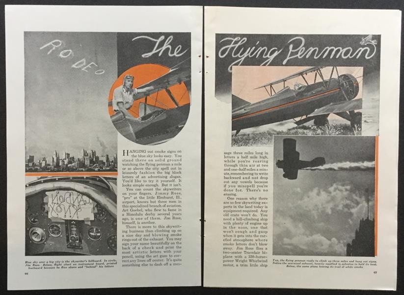 Skywriting 1937 Jim Rose pilot HowTo Info methods & techniques