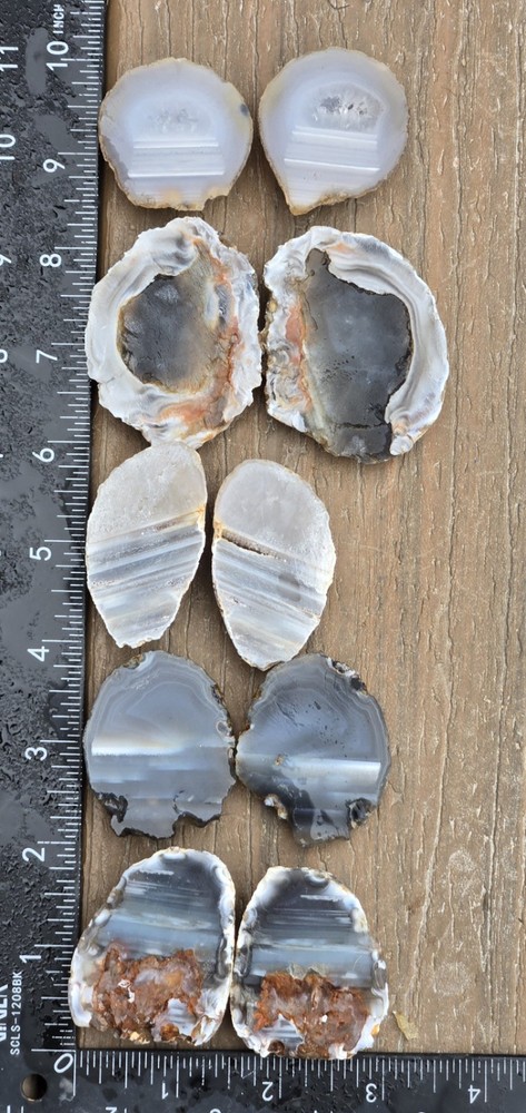 5 Oco Agate Geodes Cut In Half - Rough, Natural, Not Polished Lapidary