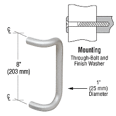 CRL M174828 8" Clear Anodized Solid Offset Pull Handle