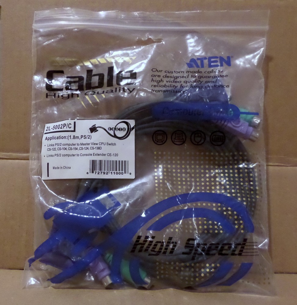 ATEN 2L-5002P/C Master View 6FT PS/2 KVM Switch to Computer Cables