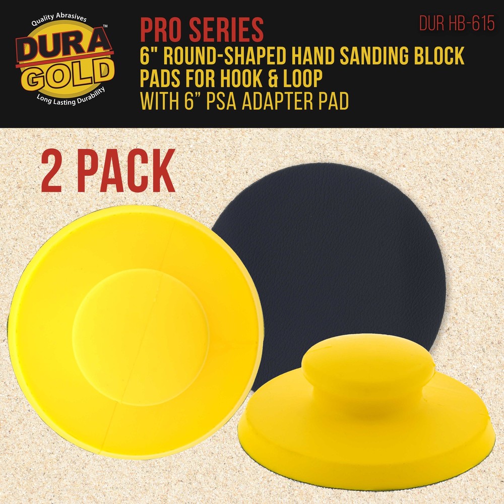 2ea 6" Round-Shaped Hand Sanding Block Pads for Hook & Loop and PSA 6" DA Discs