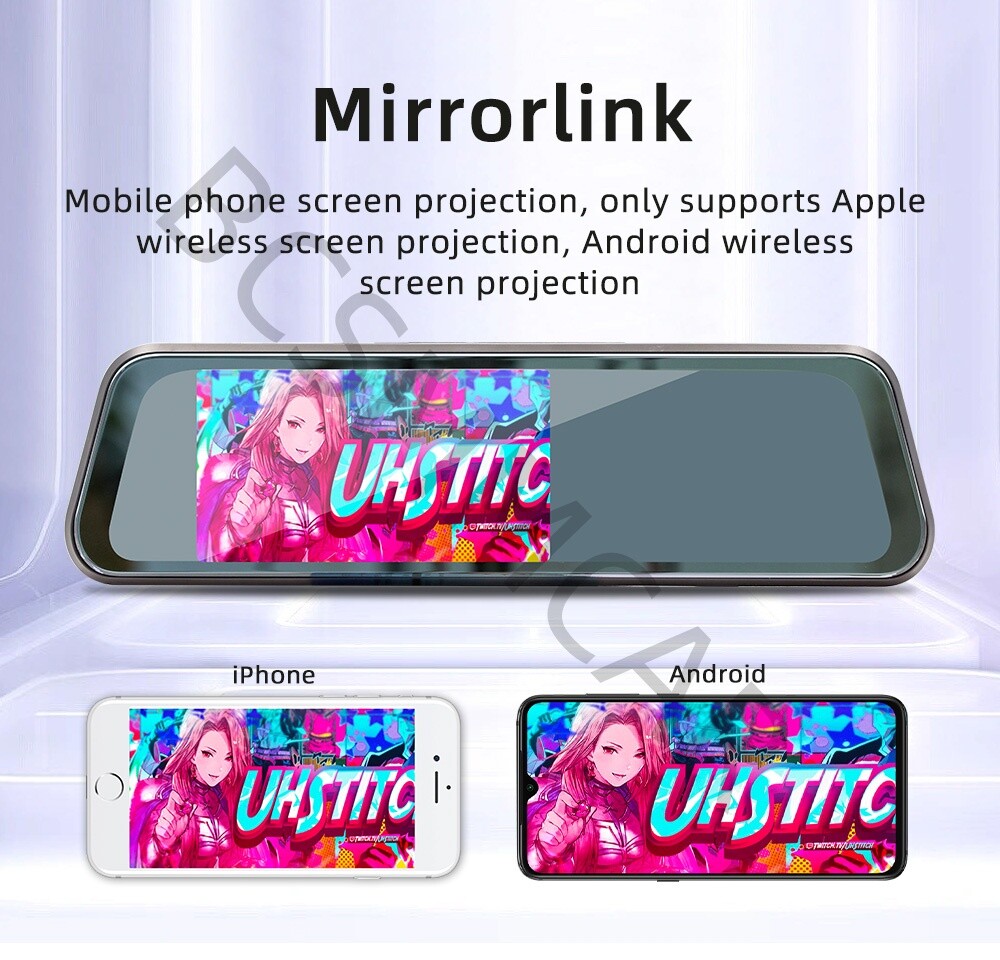 2.5D Rearview Mirror Driving Recorder Touch Screen For Apple CarPlay Bluetooth