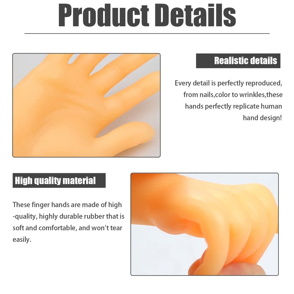 14 Pcs Tiny Finger Hands,Premium Rubber Mini Tiny Finger Hands,Flat Hand Styl...