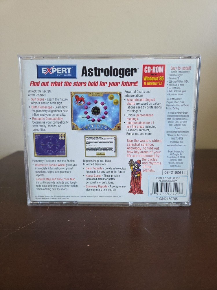 Vtg 90's Expert Software Astrologer PC CD-ROM 1995 for Microsoft Windows 3.1