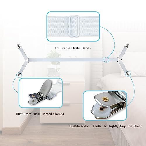 Bed Sheet Straps/Fitted Sheet Holders for Corners - Keep Your Bed White (2pcs)