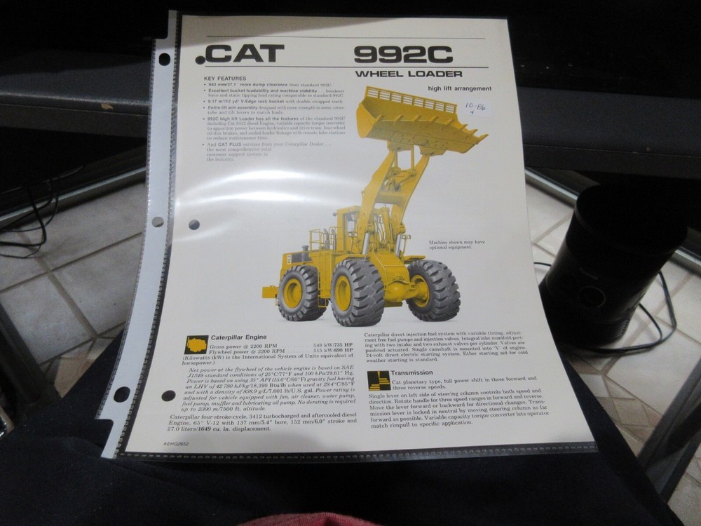 Caterpillar 992C Wheel Loader Brochure 4 Page