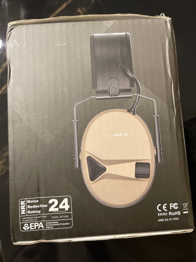 Decitech E1 Electronic Active Hearing Protection, Shooting, Range, Tan color