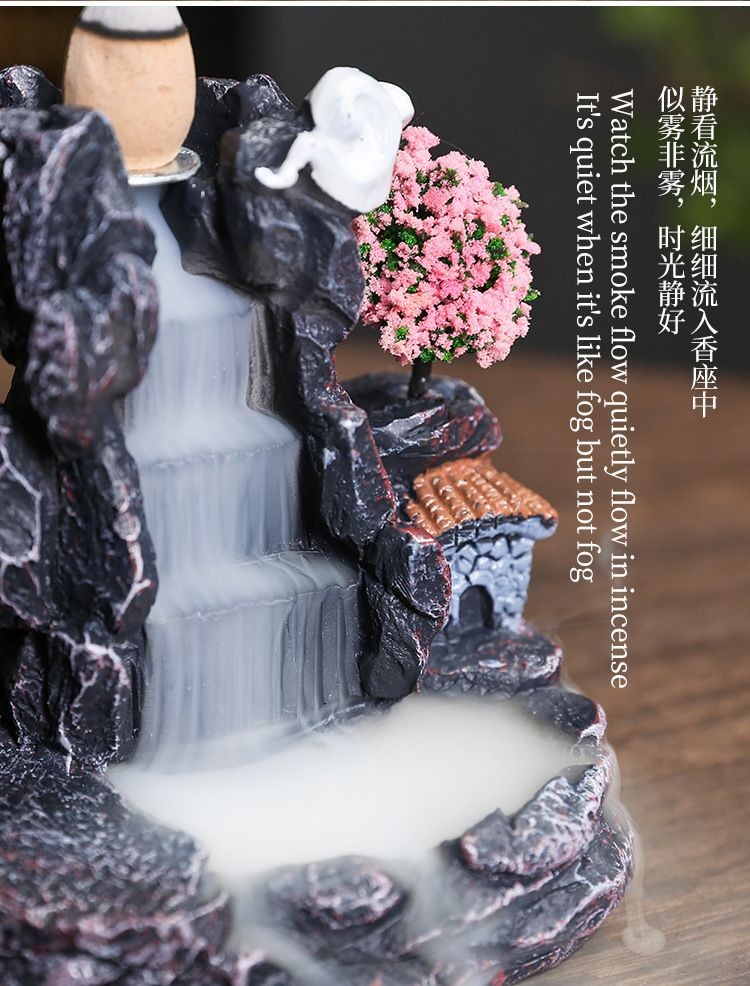 Creative Mountain Stream Resin Backflow Incense Burner Aromatherapy Decor