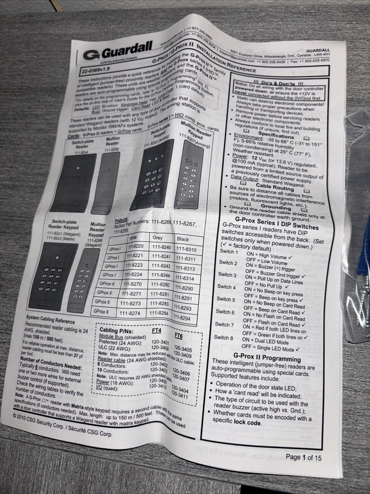 Guardall Switch Plate Reader SP2N New