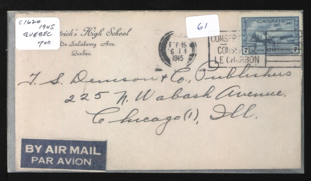 1945 QUEBEC SLOGAN CANCEL C1620 ex ELDON GODFREY #61