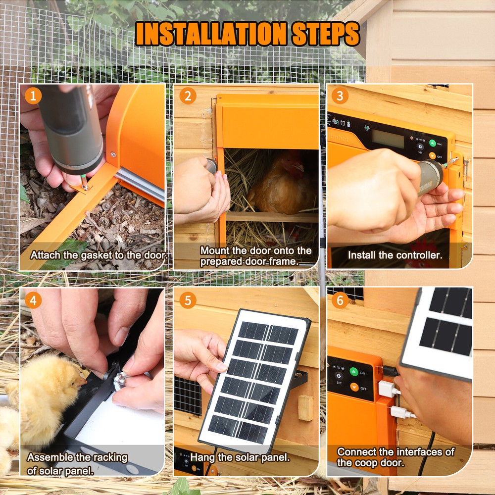Auto Chicken Coop Door Solar Powered LCD Timer Light Remote Control Poultry Gate