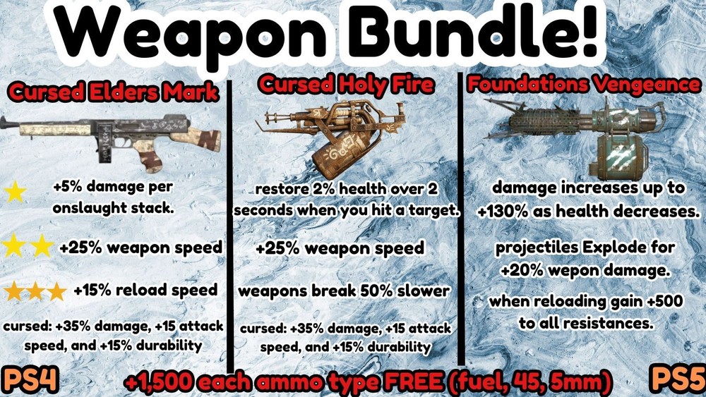 Cursed Elders Mark  , Cursed Holy Fire , Foundation Vengeance - Fallout76 - PS