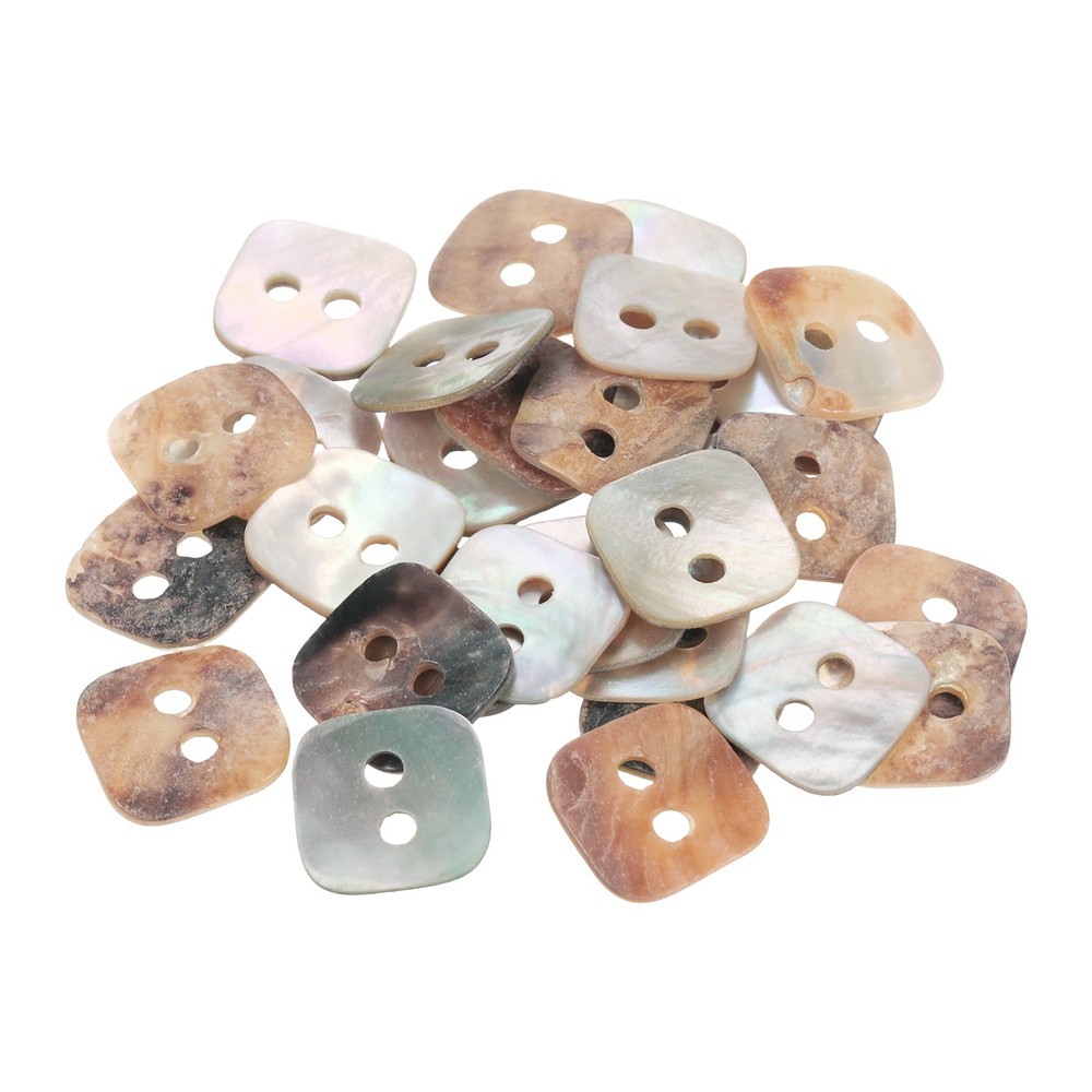 30pcs Pearl Shell Buttons 0.6" Square Shell Sewing Button for Cloth Craft