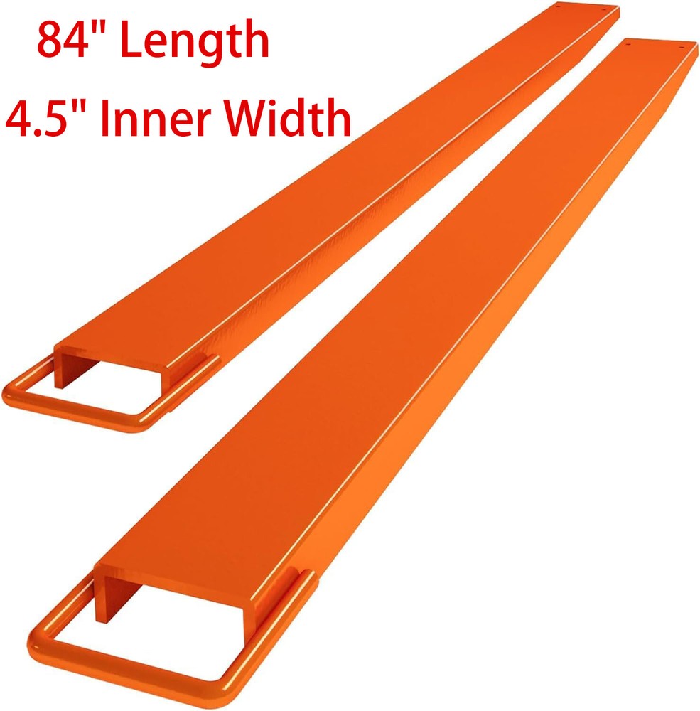 1 Pair Pallet Forklift Extensions 84" Length 4.5" Inner Width Heavy Duty Orange