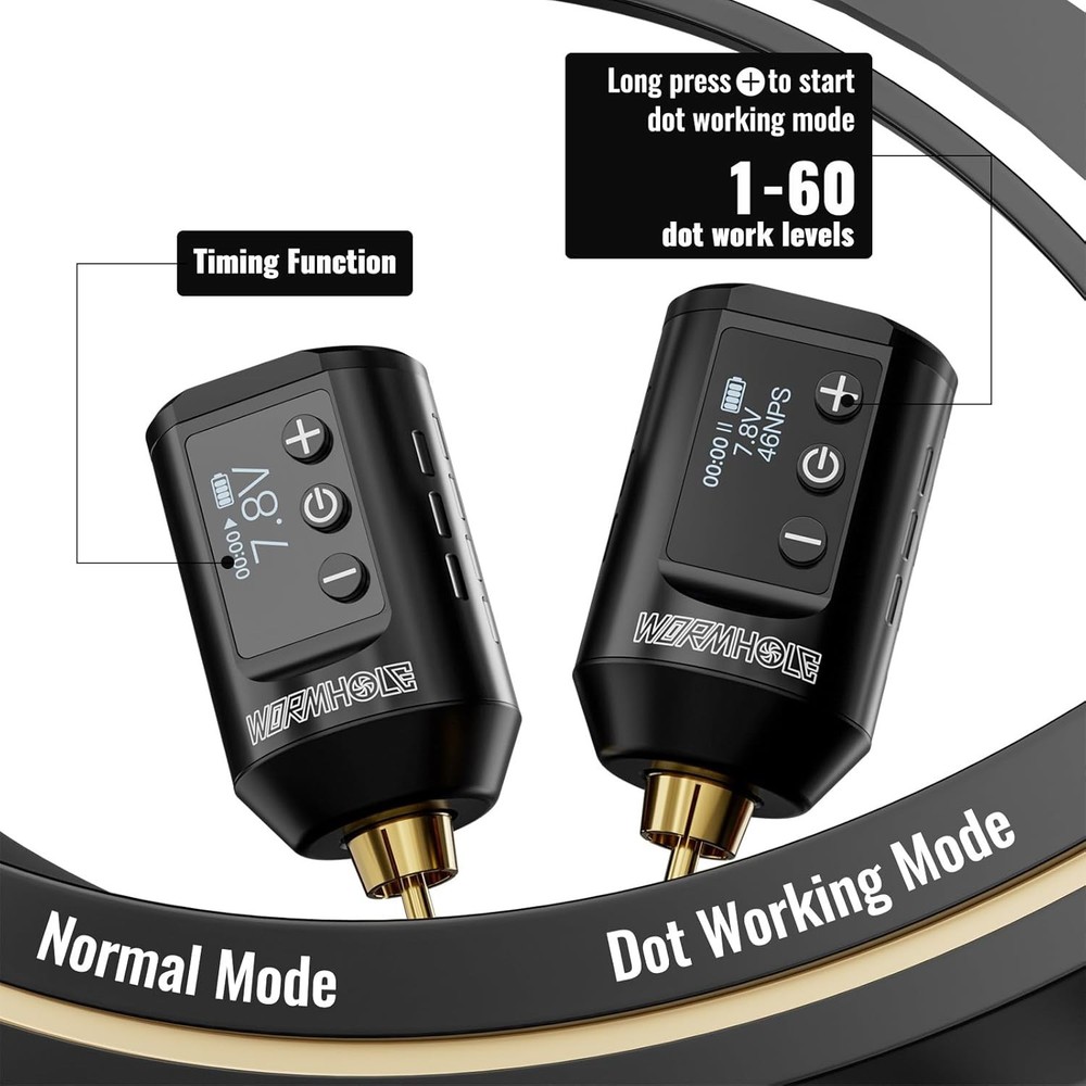 Wireless Tattoo Machine Kit Complete Practice Set Rechargeable LED Display