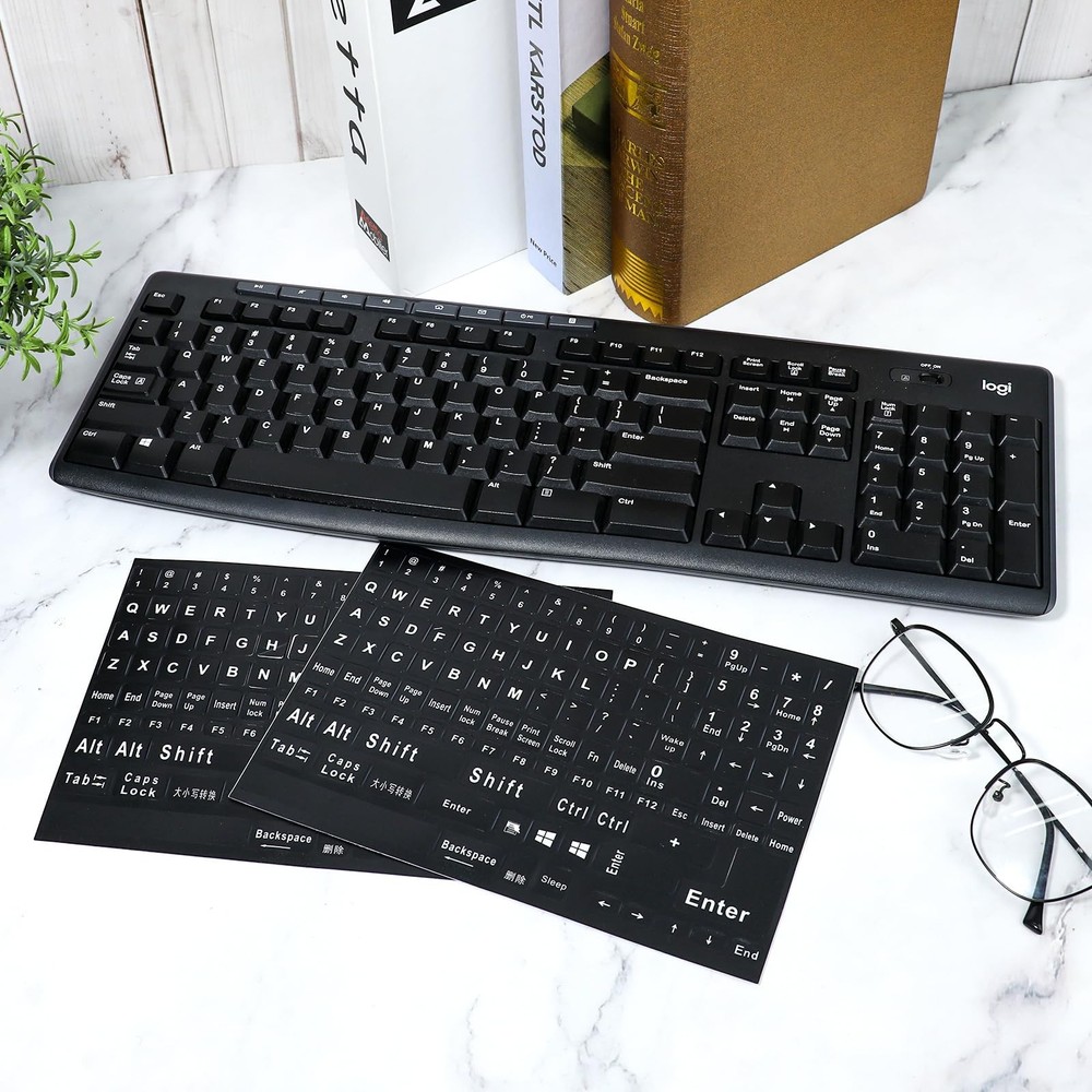 2 Pack Universal English Computer Stickers, Keyboard Replacement Letters Engl...