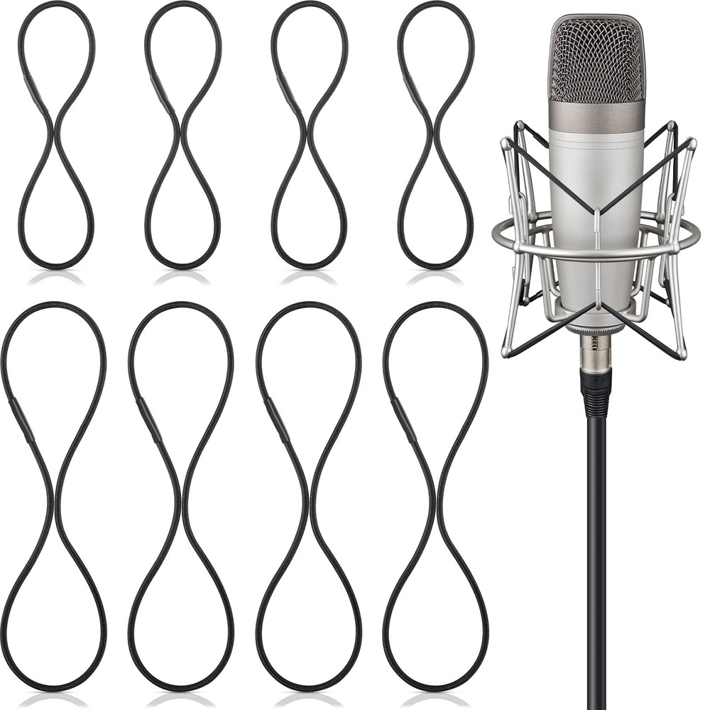 8 Pieces Black Universal Elastic Bands Replacement Microphone Shock