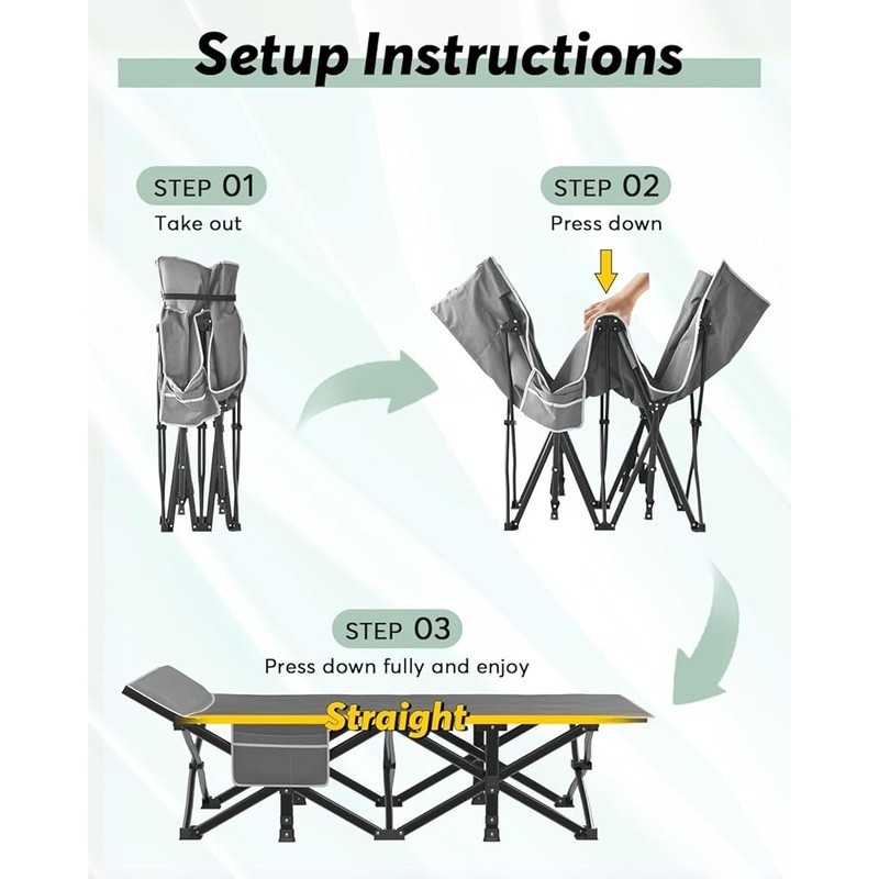 Folding Camping Cot Portable Bed Waterproof Easy Setup 500lbs Capacity New