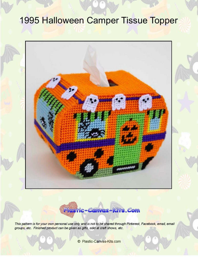 Halloween Camper Tissue Topper- Plastic Canvas Pattern or Kit