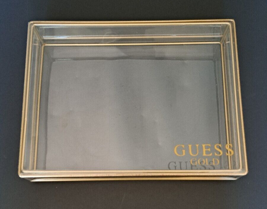GUESS Gold Perfume Clear Vanity Storage Box EMPTY Box Only EUC
