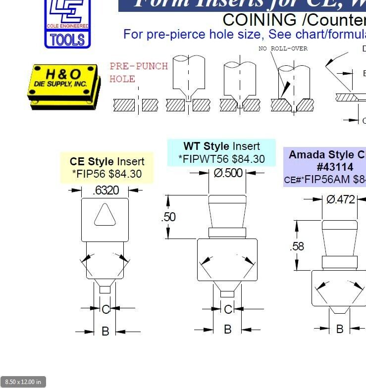 CE Tool Form down Master Holder + 9 countersinks for Strippit 1-1/4" Thin