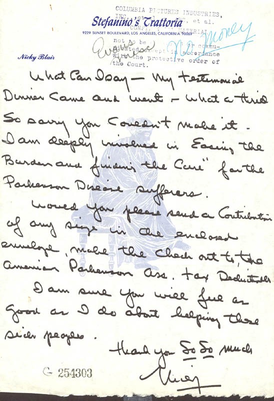 NICKY BLAIR - AUTOGRAPH LETTER SIGNED