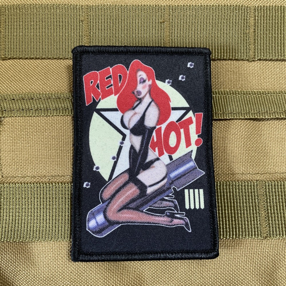 Vintage Bomber Look Jessica Rabbit Red Hot hook Loop Patch