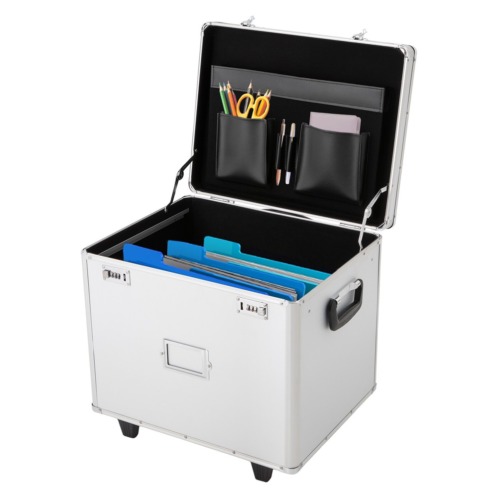 Locking Mobile Business Case, Hand Pull File Case, Office File Organizer Box