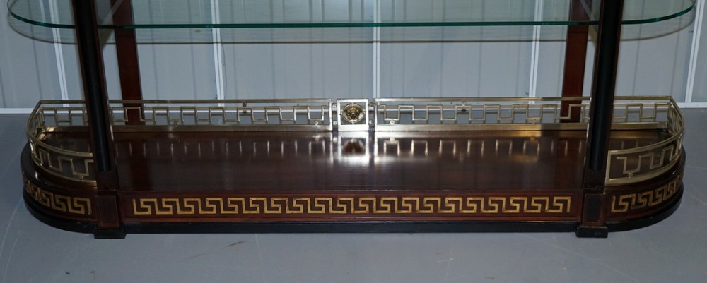 RARE CUSTOM MADE VERSACE MAHOGANY & BRASS CONSOLE BOOKCASE DISPLAY SIDEBOARD