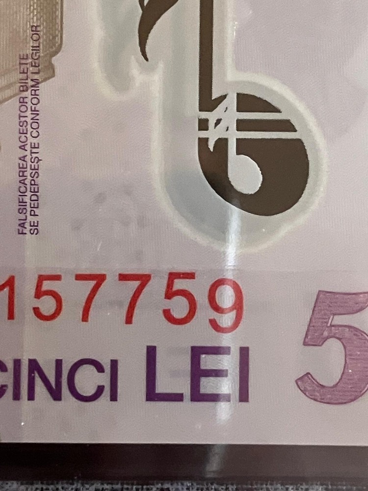 Misalignment Error 2023, Romania, 5 Lei 2023 !!, Superb Gem UNC !! Consecutive
