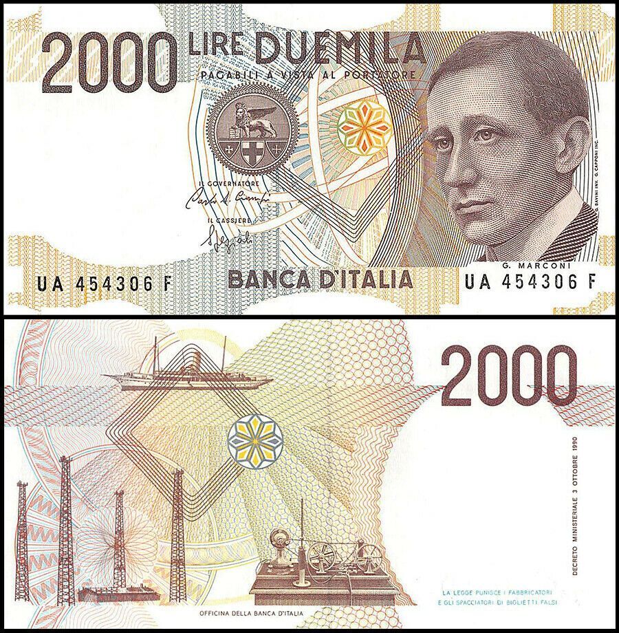 Italy 2000 Lire, 1990, P-115, UNC