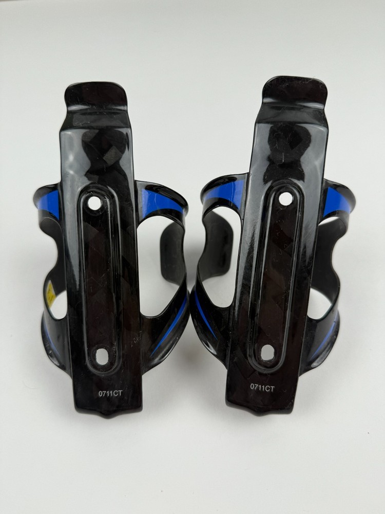 2 Profile Design Carbon Water Bottle Cage Set Blue/Gloss Black