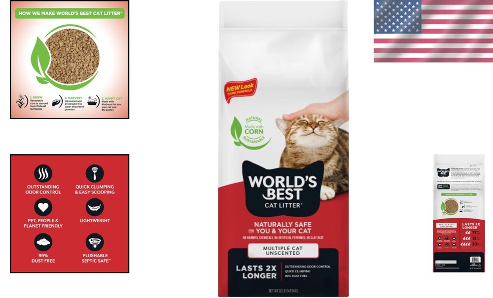 Multiple Cat Unscented Litter - Easy Scooping, Low Tracking