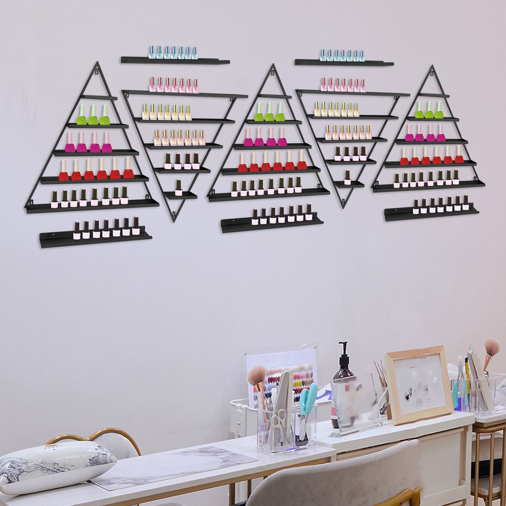 10Pcs Cosmetics Nail Polish Racks 5-Tier Triangular Wall-Mount Display Racks