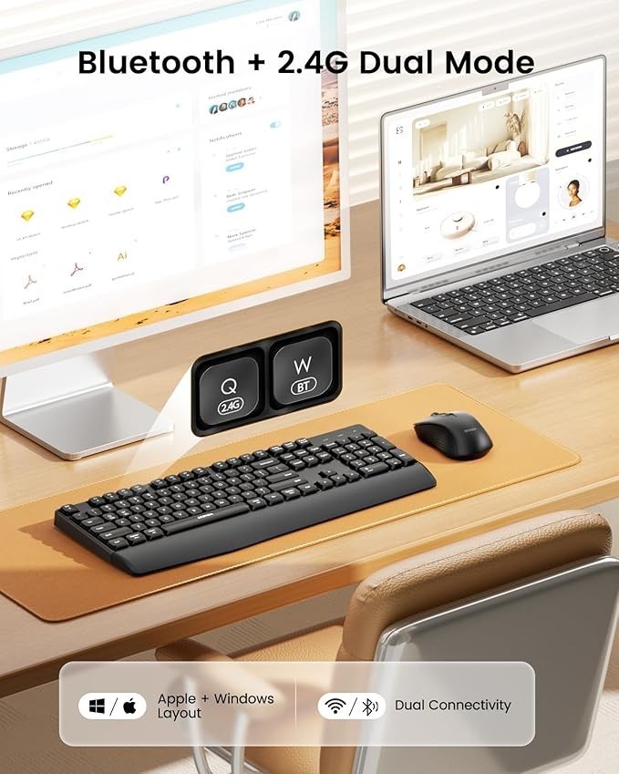 Seenda COE200 Wireless & Bluetooth Keyboard & Mouse USB+Bluetooth Multi-Device