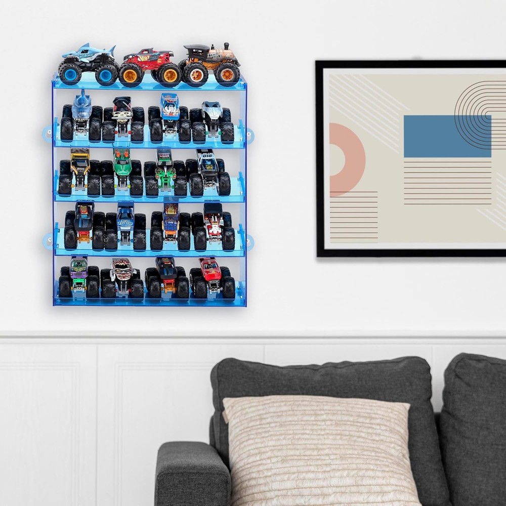 Assembly Monster Trucks Display Case - 5 Tier Acrylic Storage Case with Tilte...