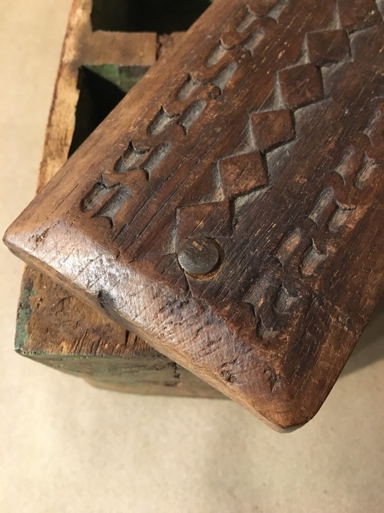 Antique Hand Carved Spice Box