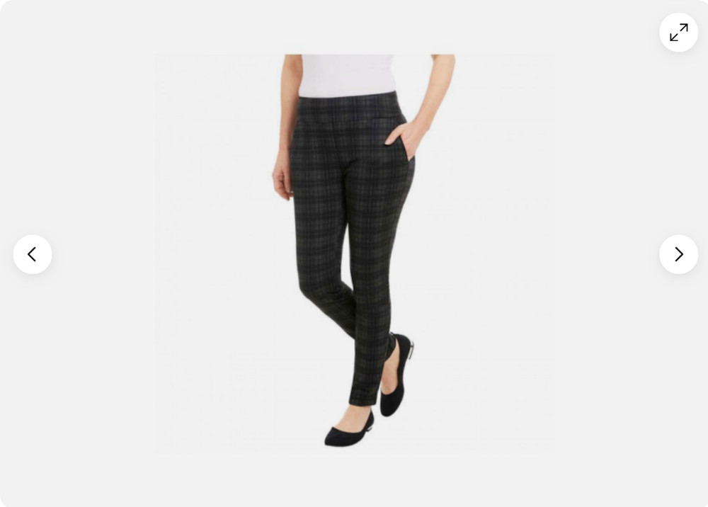 DALIA WOMEN'S BUILT IN PULLON TUMMY CONTROL PANEL PANTS (BLACK PLAID XLARGE)NWT