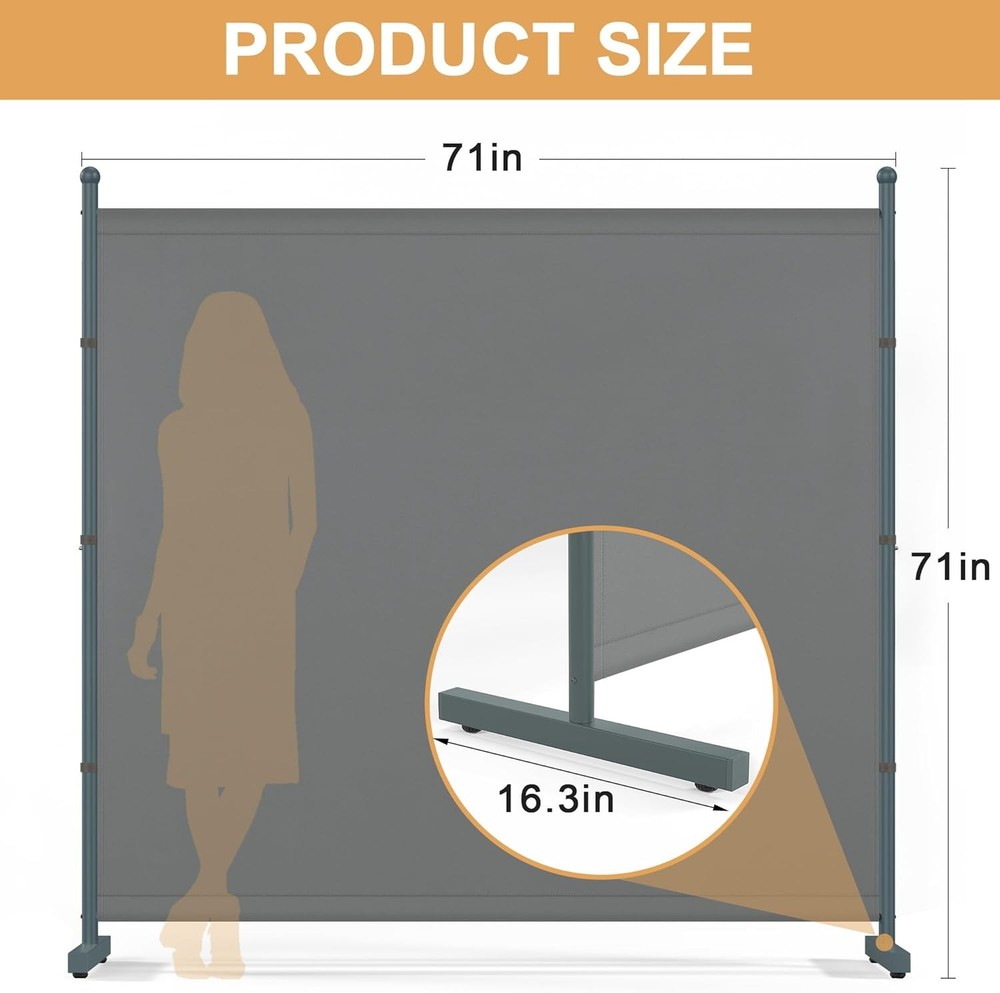 6FT Extra Thick Single Panel Room Divider Heavy Duty Privacy Partition Screen