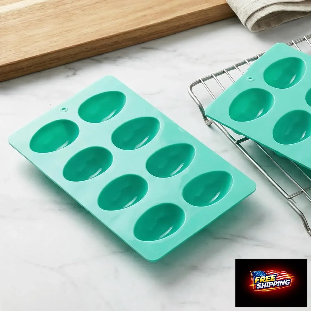 2Pcs 8-Cavity Silicone Easter Egg Molds, Egg Shaped Cake Pop Mold, Baking Suppli