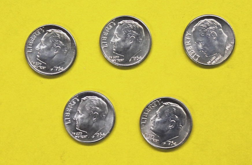 5 - Unc 1964  D Roosevelt Dime Gem BU Gradeable