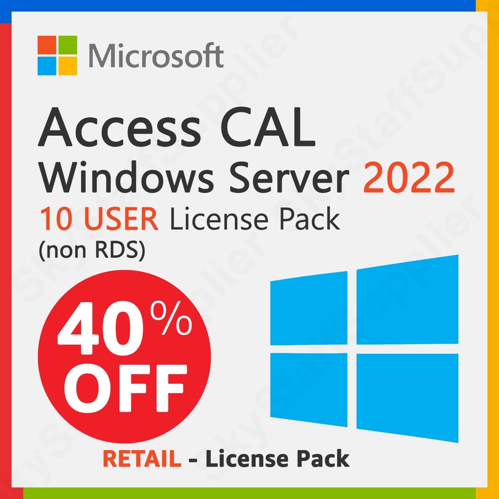 Microsoft Windows Server 2022 - 10 User Client ACCESS Licenses (non RDS) - NEW