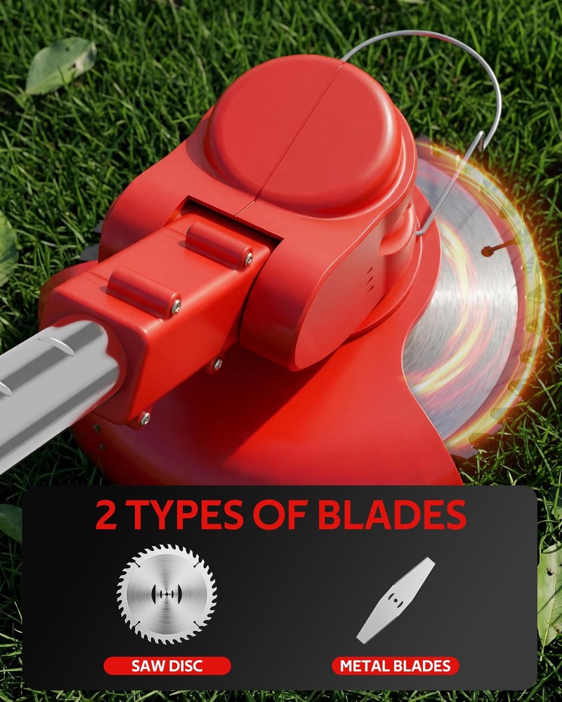 Weed Wacker with Wheels, Cordless Grass String Trimmer, Electric Weed Eater w...