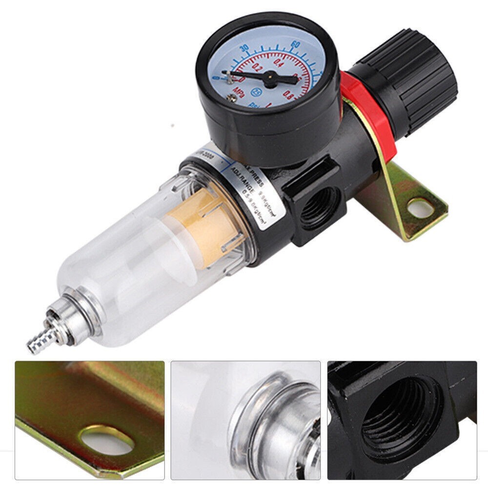 1/4" Air Compressor Filter Regulator Water Pressure Moisture Trap Separator