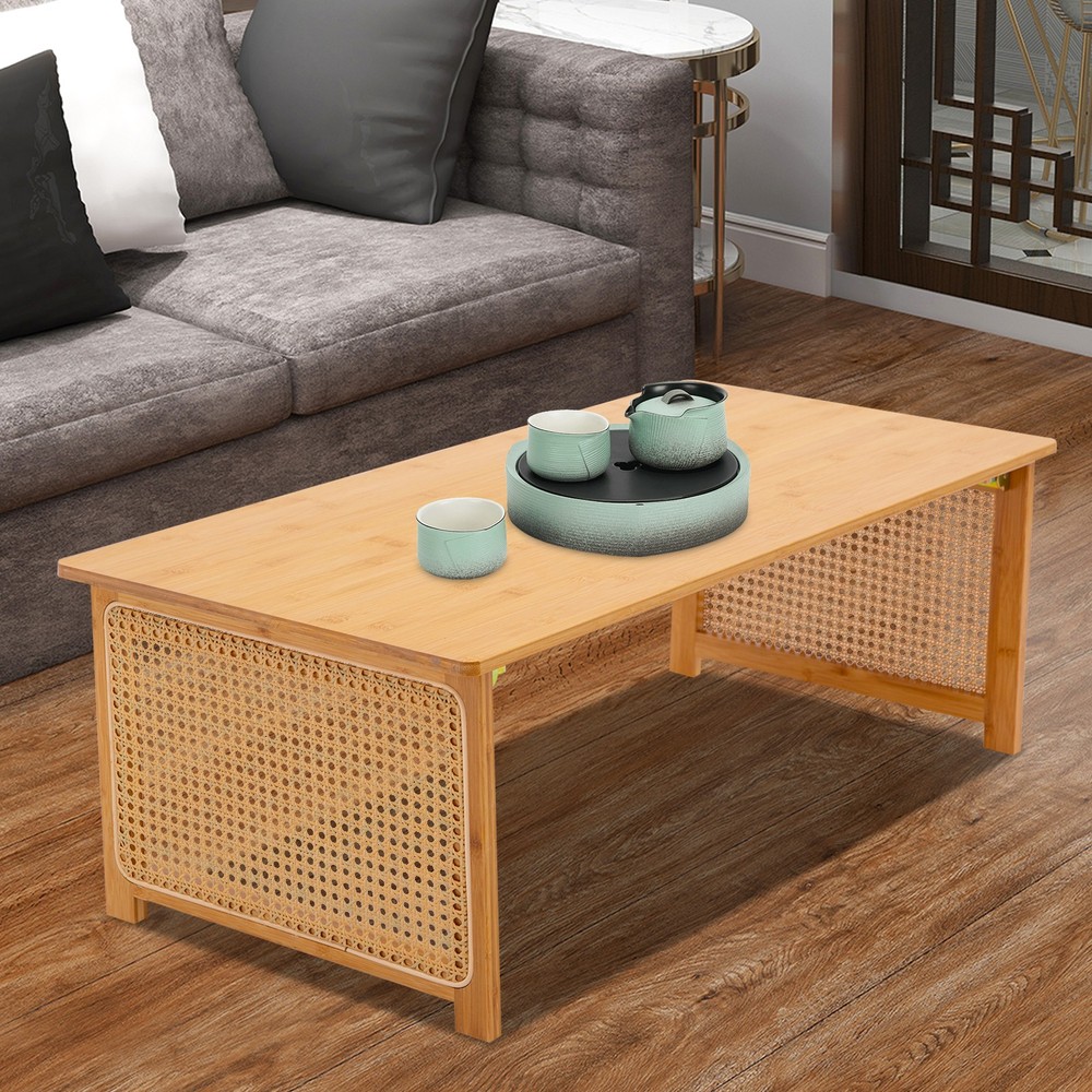 Floor Table Foldable Bamboo Low Table Imitation Rattan Table Tea Ceremony Table