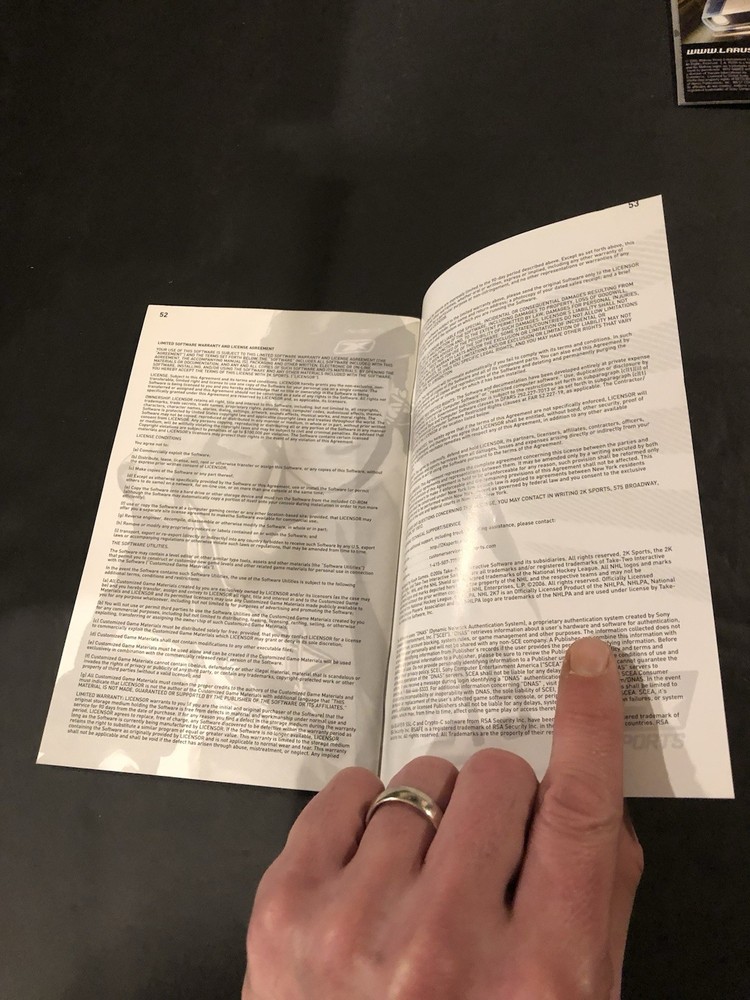 NHL 2k7 ps2 Manual only