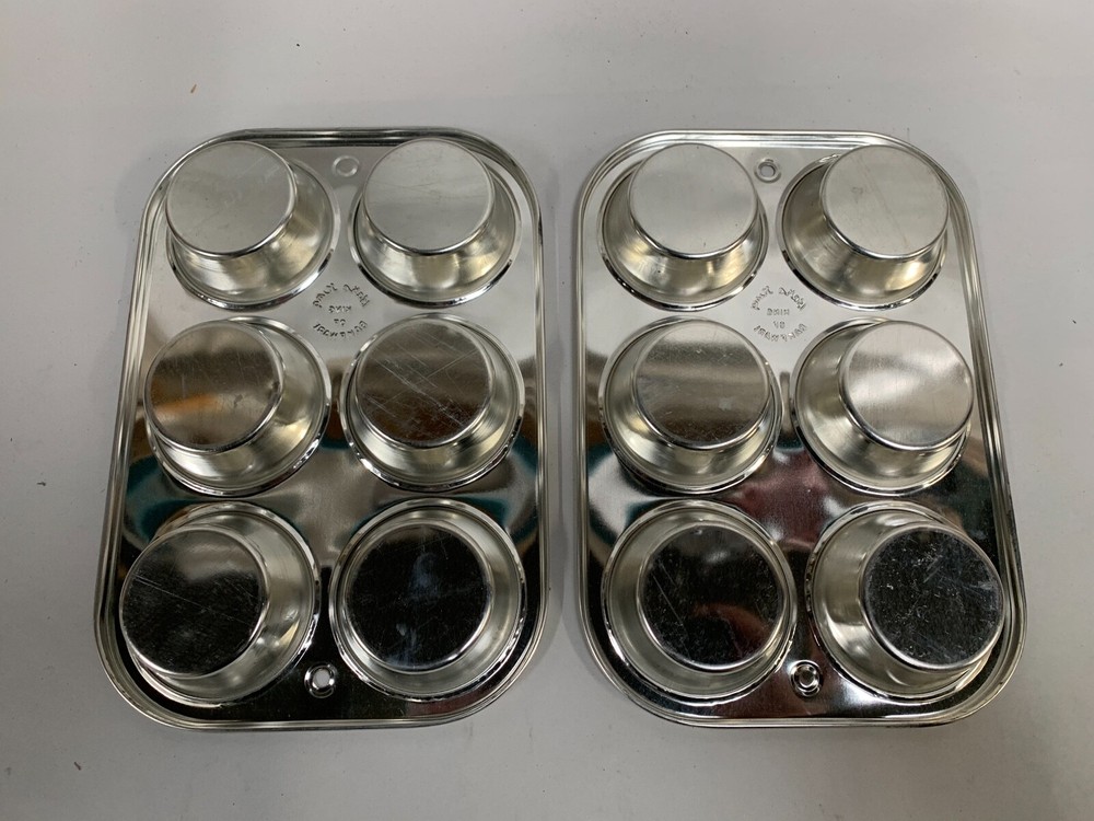 Lot "2" Vintage Bake King Rectangle Muffin Bakeware Pan (B4)