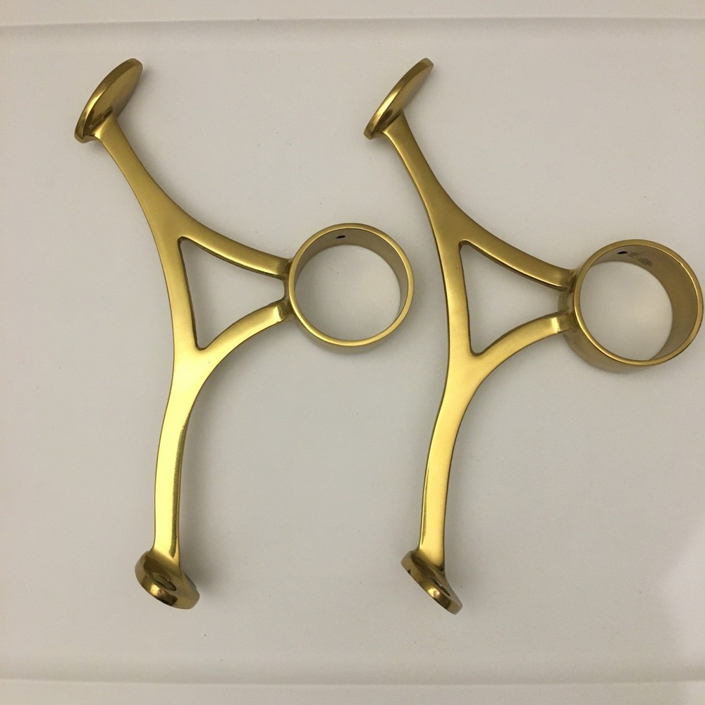Solid Brass Bar Foot Rail Brackets SET OF 2