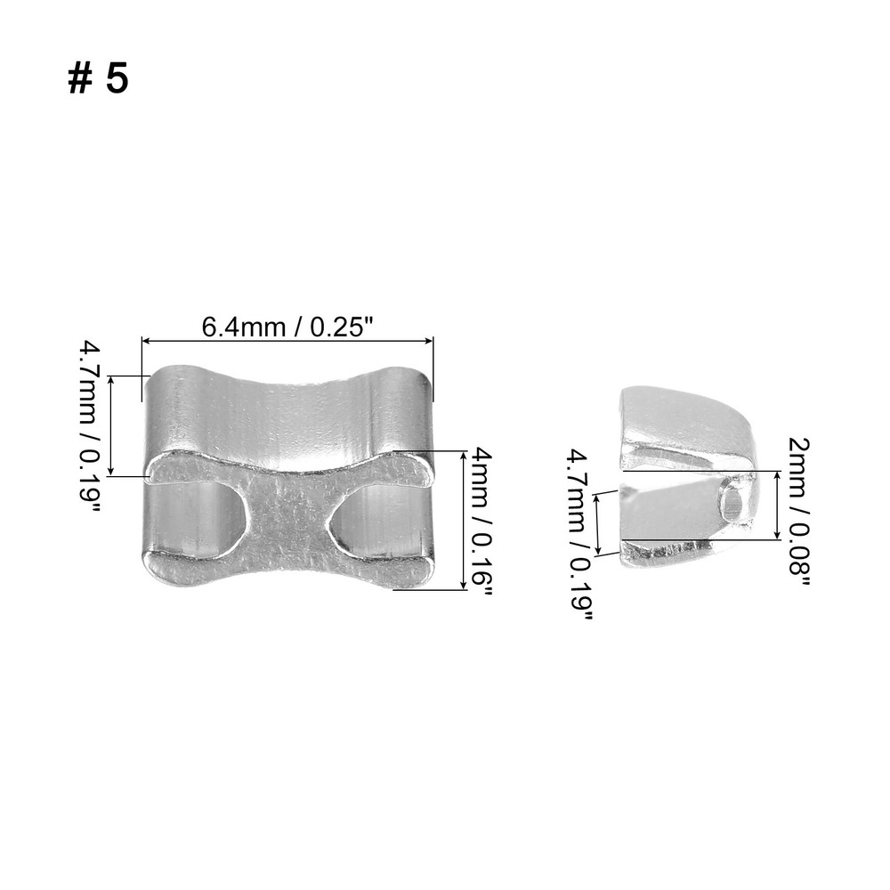 10 Sets Brass Zipper Slider Retainers, #5 Zippers Replacement, Silver Tone