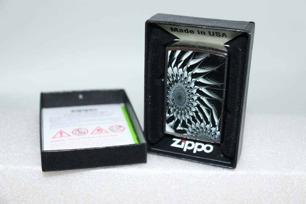 2016 Zippo Spiral Liquid Metal Design Brushed Chrome Lighter 29061